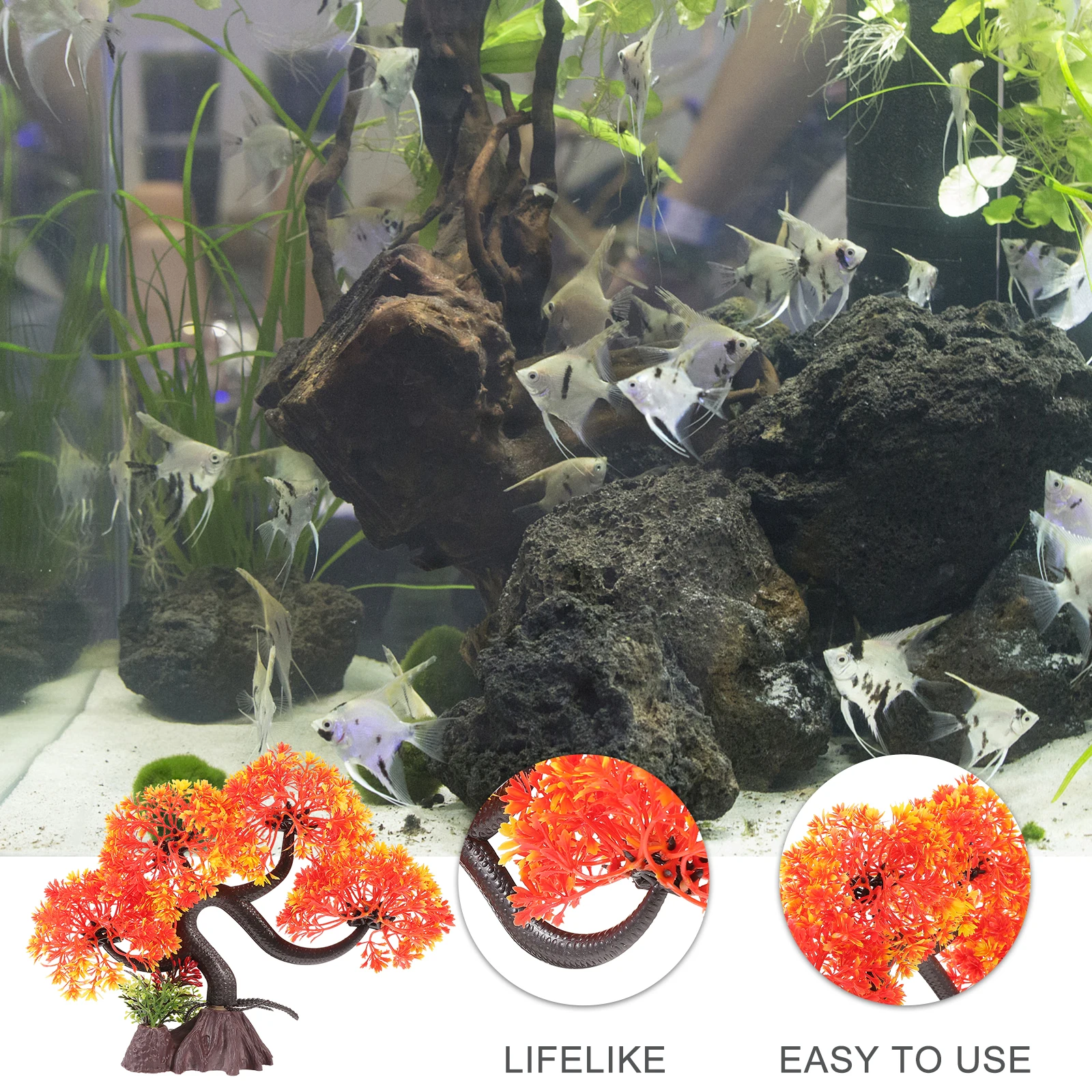 

Aquarium Decoration Simulation Tree Fish Tank Accessories Realistic Plastic Material Natural Atmosphere Gift for Fish Farmers