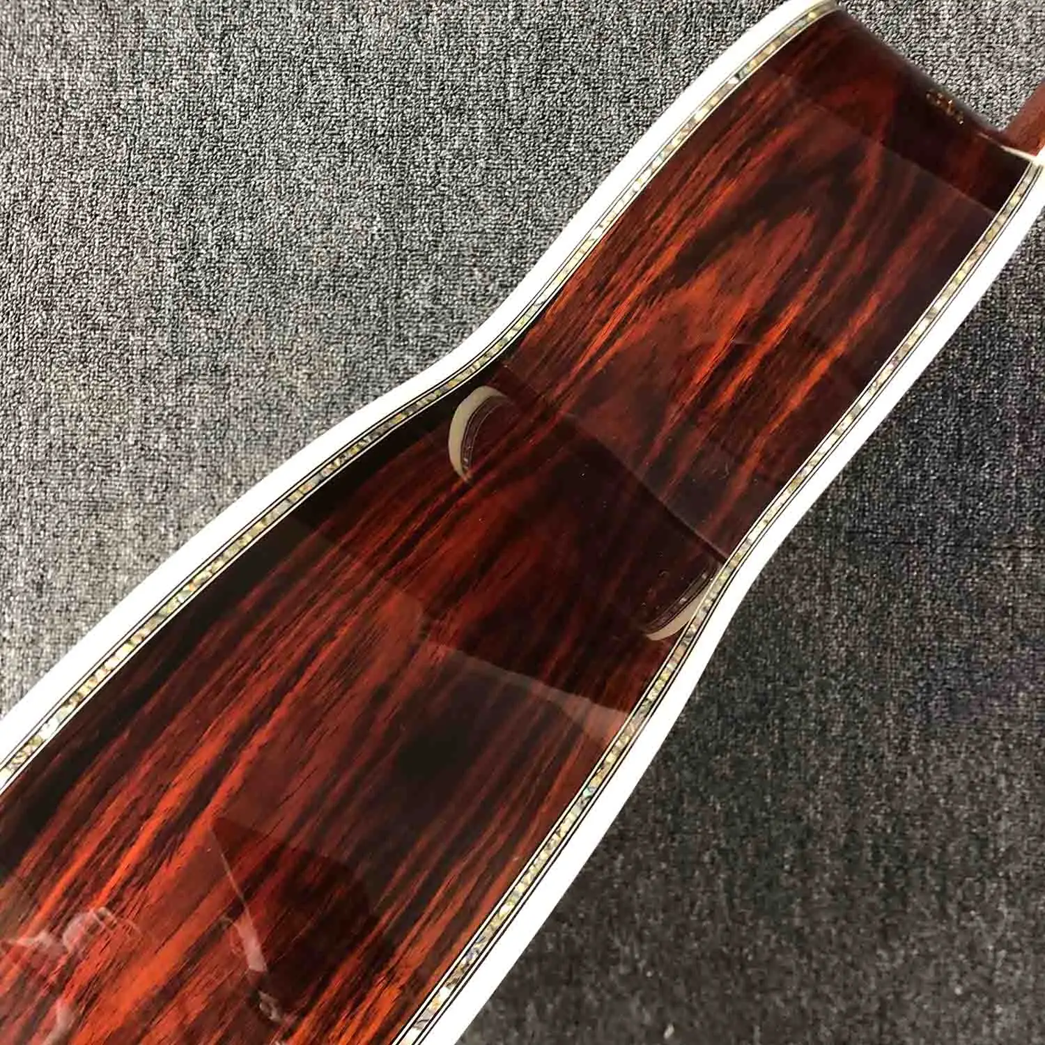 Custom 43 Inch Solid Cocobolo Wood Back Side Acoustic Guitar, Abalone Binding, same like pic