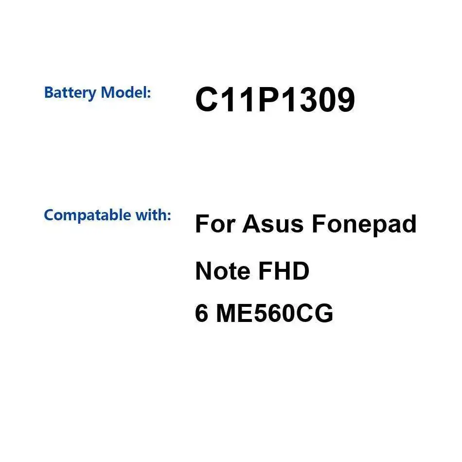 

Надежная замена аккумулятора планшета C11P1309 для Asus Fonepad Note Fhd 6 ME560CG 3130 мАч