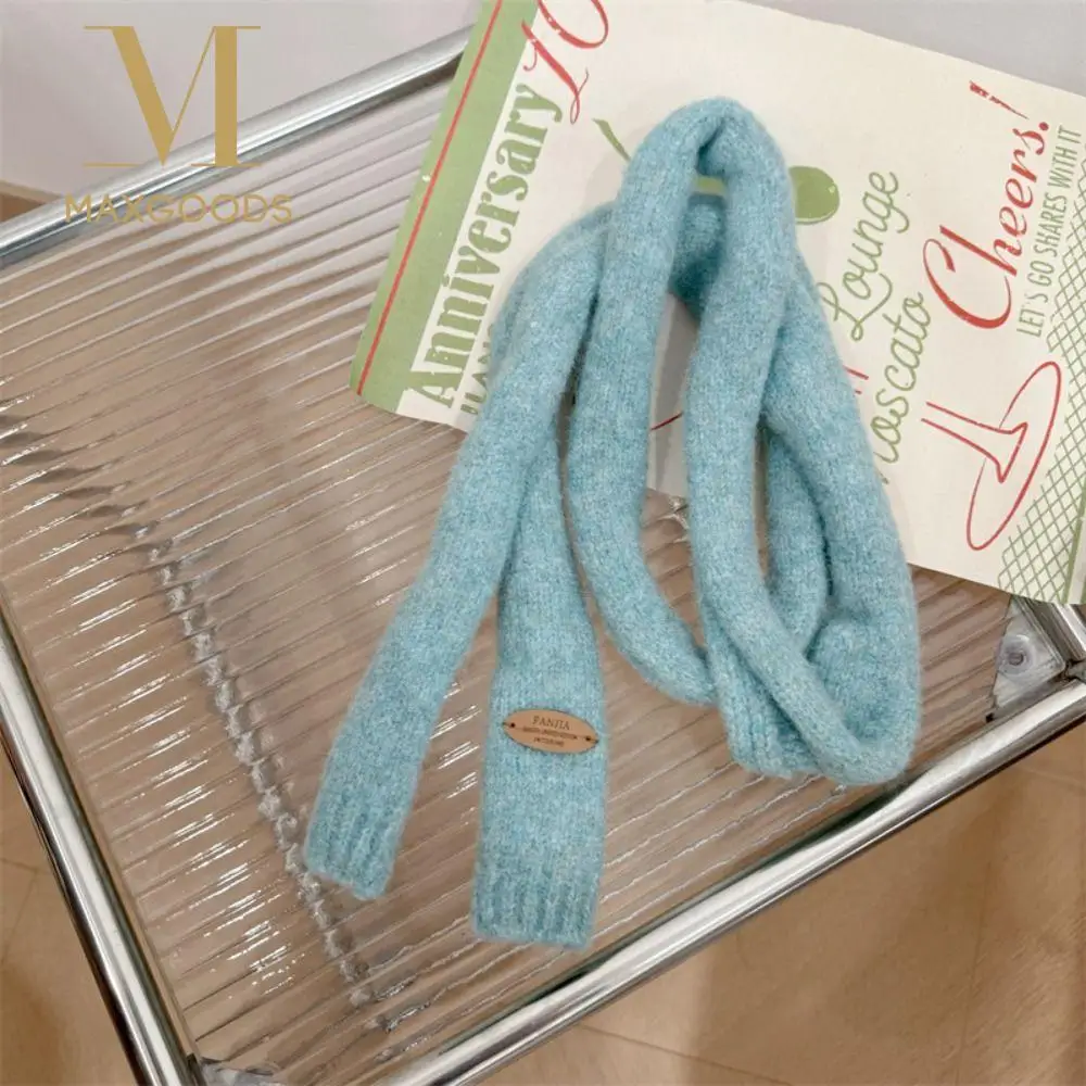 

Harajuku однотонный шарф Y2K для девочек вязаный декоративный шейный платок тонкий шарф тонкий узкий шарф женская одежда