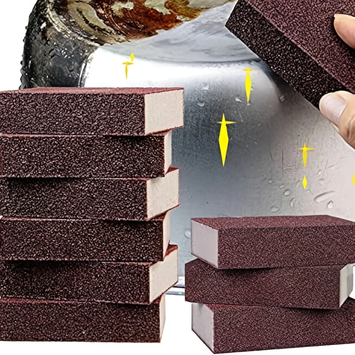 4pcs Nano Silicon Carbide Heavy-Duty Cleaning Sponge, Rust & Burnt Stain Eraser, Non-Scratch Kitchen Scrubber- Deep Cleaning for