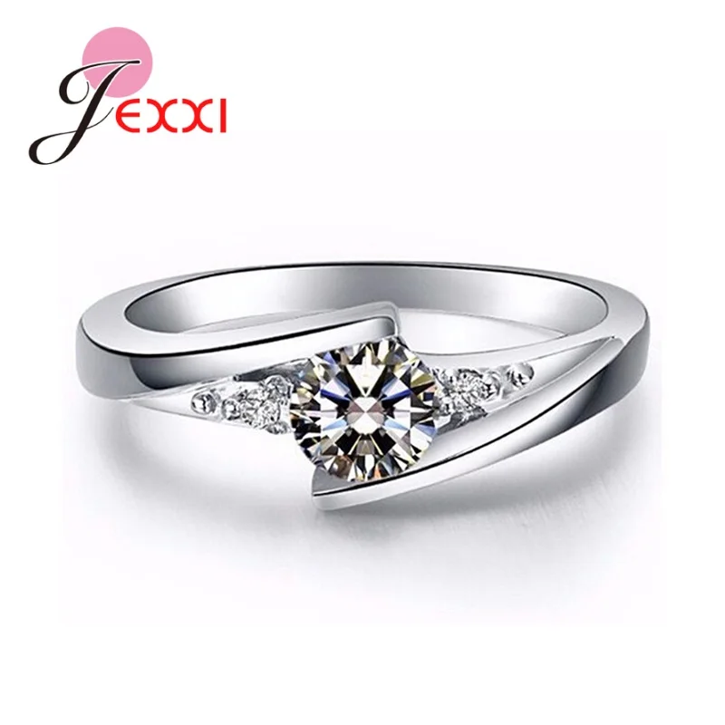 Women's 925 Silver Zircon Cocktail Ring, Elegant Design