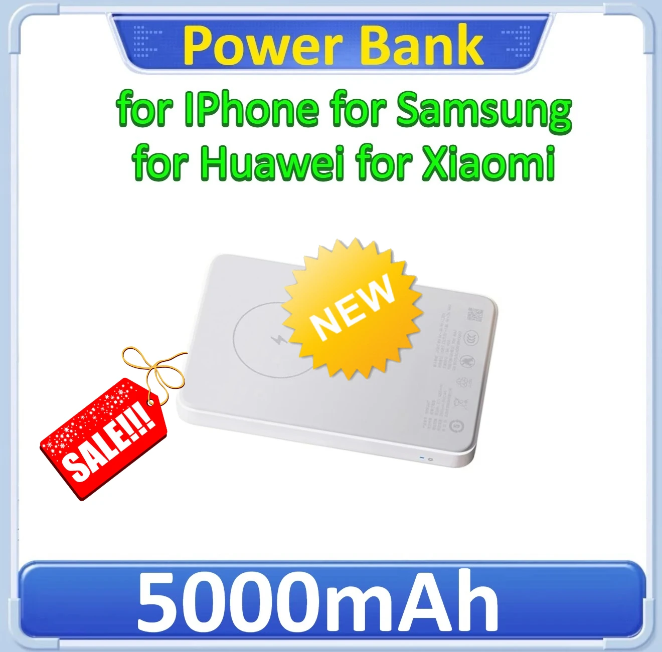 

5000 мАч для iPhone 17, 16, 15, 14, 13, 12, серии, тонкий магнитный беспроводной внешний аккумулятор с двусторонней быстрой зарядкой, портативный аккумулятор Powerbank