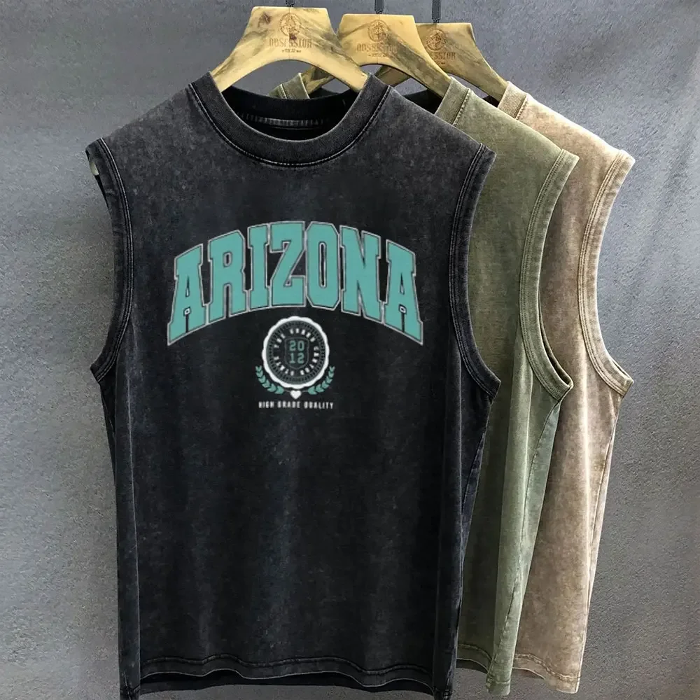 تي شيرت رجالي ريترو غسلها البرازيلي الجرافيك طباعة سترة سترة دون أكمام المرأة الصالة الرياضية Y2K ملابس الشارع الشهير الصيف 2025 تانك القمم