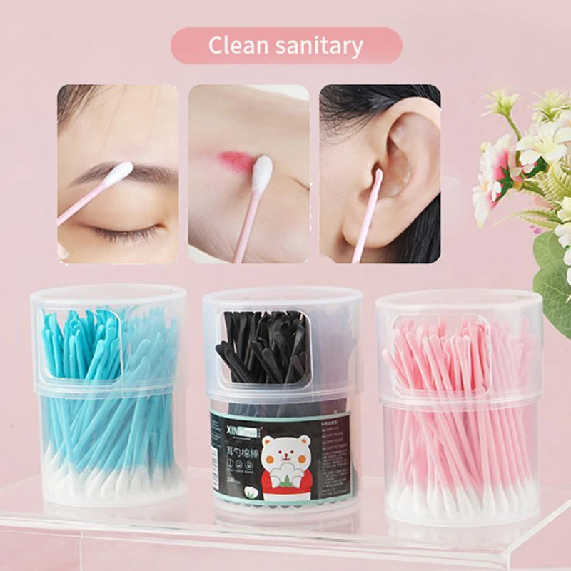 100 sztuk 2 w 1 waciki z ucha łyżki plastikowe Curette patyczek do uszu Cleaner do czyszczenia uszu łyżka przenośne akcesoria do makijażu Nail Art