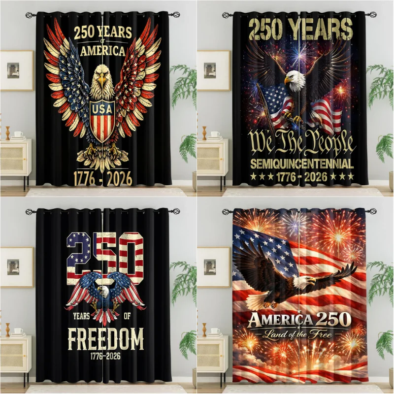 250 Years of America 1776-2026 USA Bald Eagle Curtains Thermal Insulated Drapes for Bedroom Living Room Decor Light Blocking