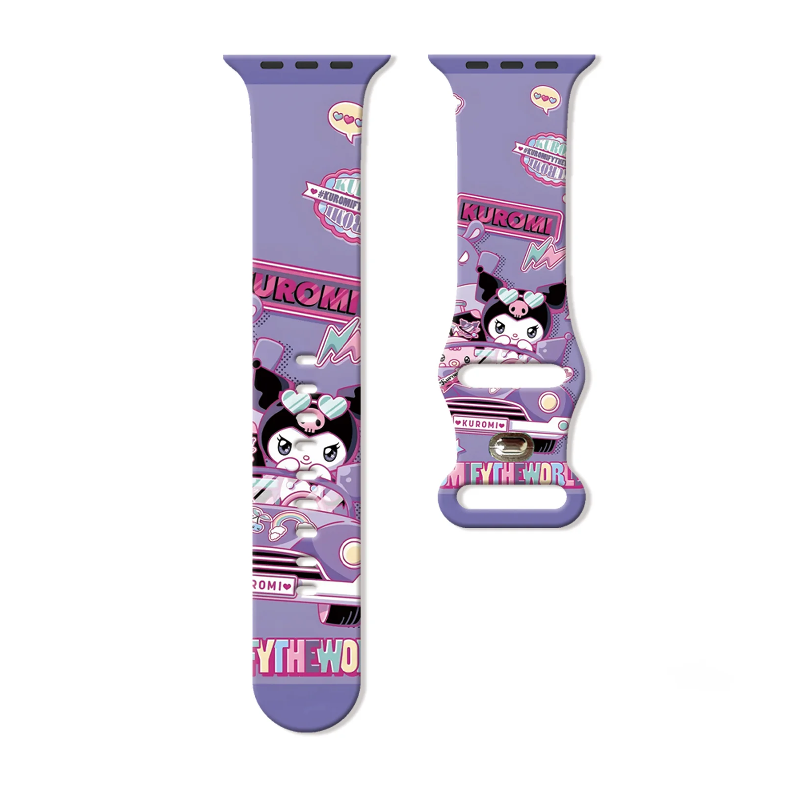 

Sanrio Purple Kuromi Strap for Apple Watch 10 9 8 7 Silicone Band Replaceable Bracelet for iWatch 46mm 42mm 41mm 40mm Watchband