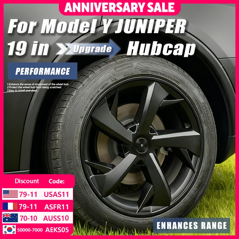 

4PCS HubCap for Tesla Model Y Juniper 2026 Hubcap Performance Replacement 19 Inch Crossflow Wheels Cover Full Rim Accessorie RWD