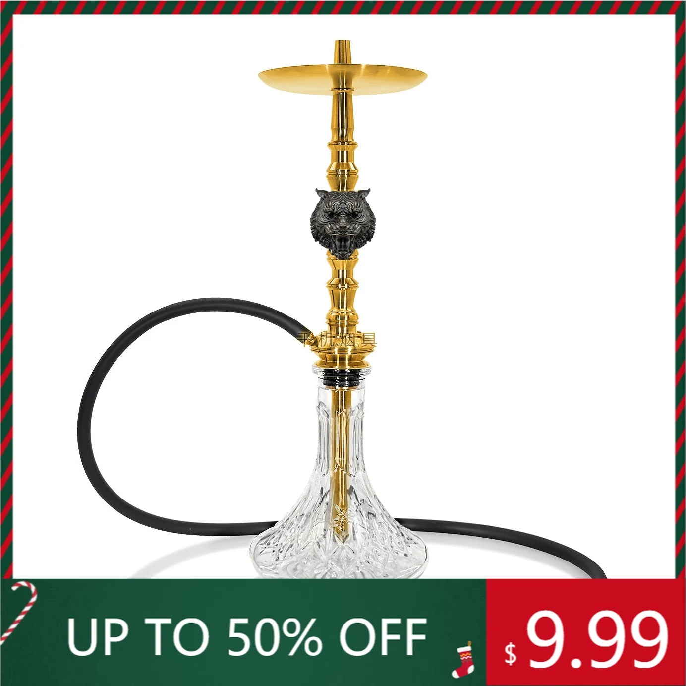 Maklaud Hookah Shisha Set Tiger High Quality 304 Stainless Steel Large Hookah With Glass Bottle Single Hose