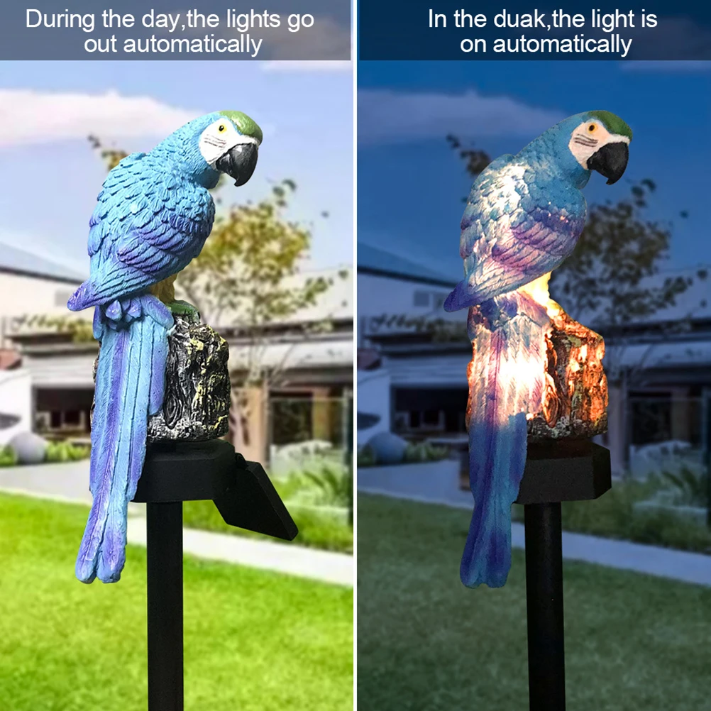 

Solar Lamp Lawn Light Parrot outside Lights for Yard Decorate Outdoor Powered Garden Blue