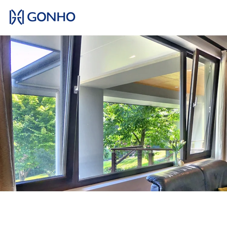 High Quality Aluminium Tilt Turn Window Energy Saving European Style Thermal Break Casement Windows for Villas Modern Louver