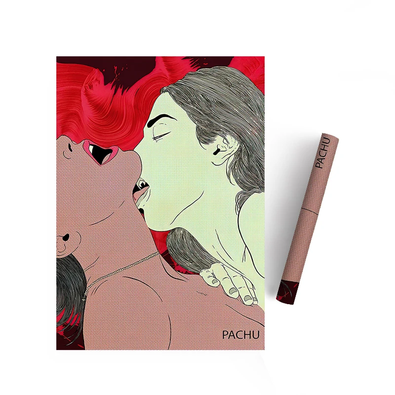 

Cartoon Comics, Couple Intimacy, Oil Painting Posters, Printing, Nudity, Hotel Room Decoration Murals