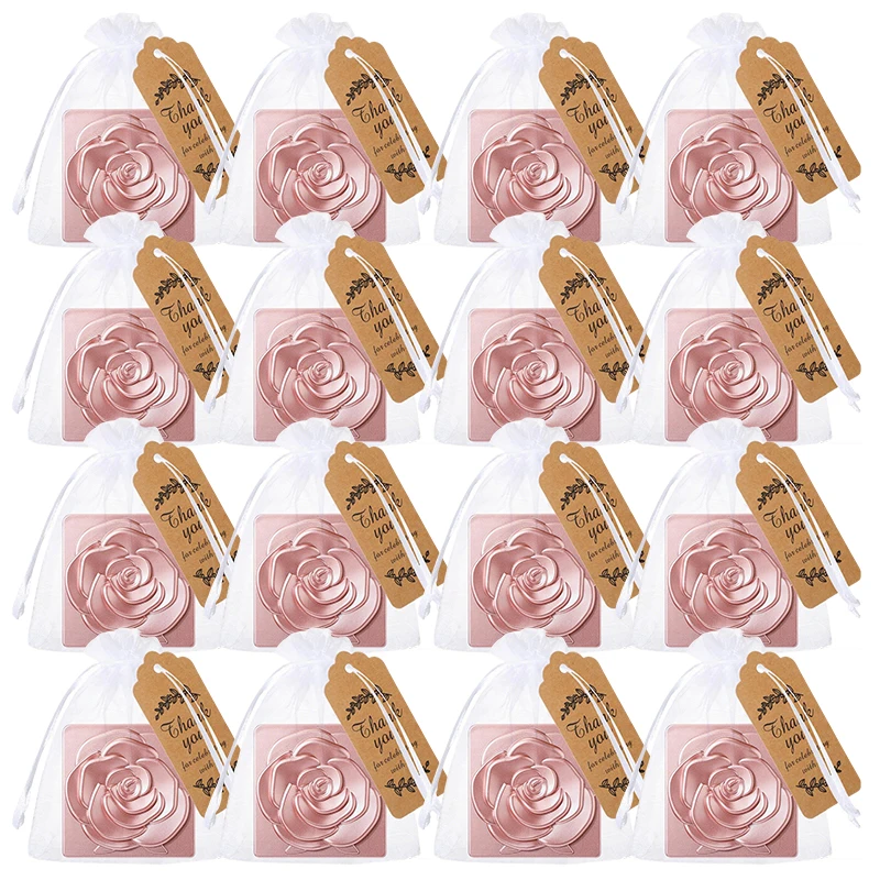 6-12Set Romantic Rose Mirror Gift with Drawstring Bag Thank You Tag Kit for Wedding Party Special Elegant Souvenir for Guest ZYF
