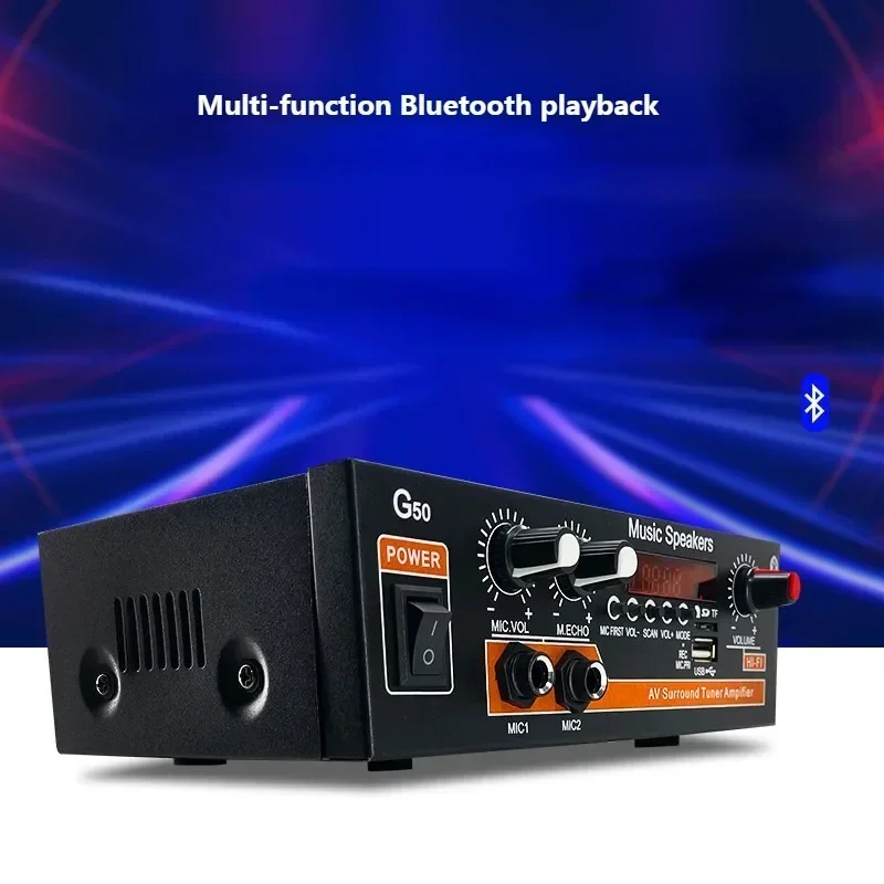 Penguat suara Bluetooth Audio Digital memperkuat saluran 2.0 mendukung USB TF mikrofon RCA Radio FM impor AC 220V