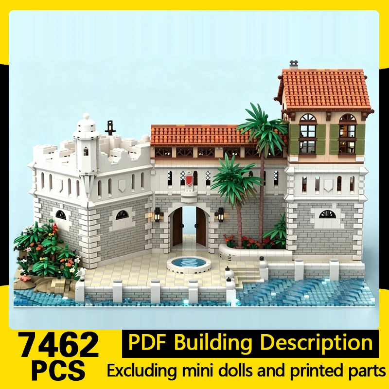 Medieval Castle Model MOC Building Bricks White Harbor Fortress Modular Technology Gifts Holiday Assemble Children Toys Suit