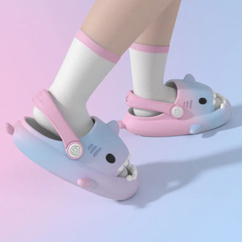 Color Children Shoes Shark Slippers Flip Flops Soft Sole Cartoon Slipper Boys Girls Bathroom Sandal EVA Non-slip Kid Shoes