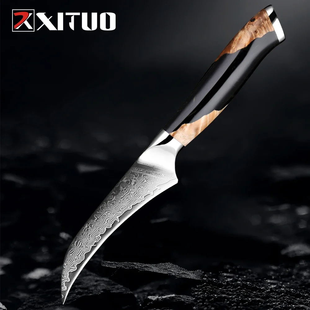 Damascus Stainless Steel Bird Beak Paring Knife Razor Sharp 3.5\