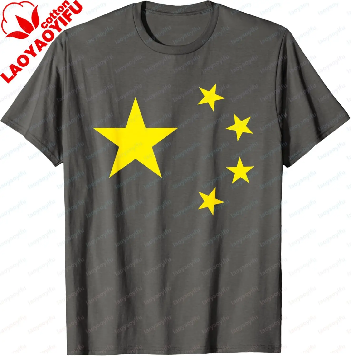 T-Shirt mit chinesischer Flagge und China-Sternen, T-Shirt für Herren und Damen, 100 % Baumwolle, kurzärmeliges Hemd, lässiges Grafik-T-Shirt, bedrucktes T-Shirt – Detail 6