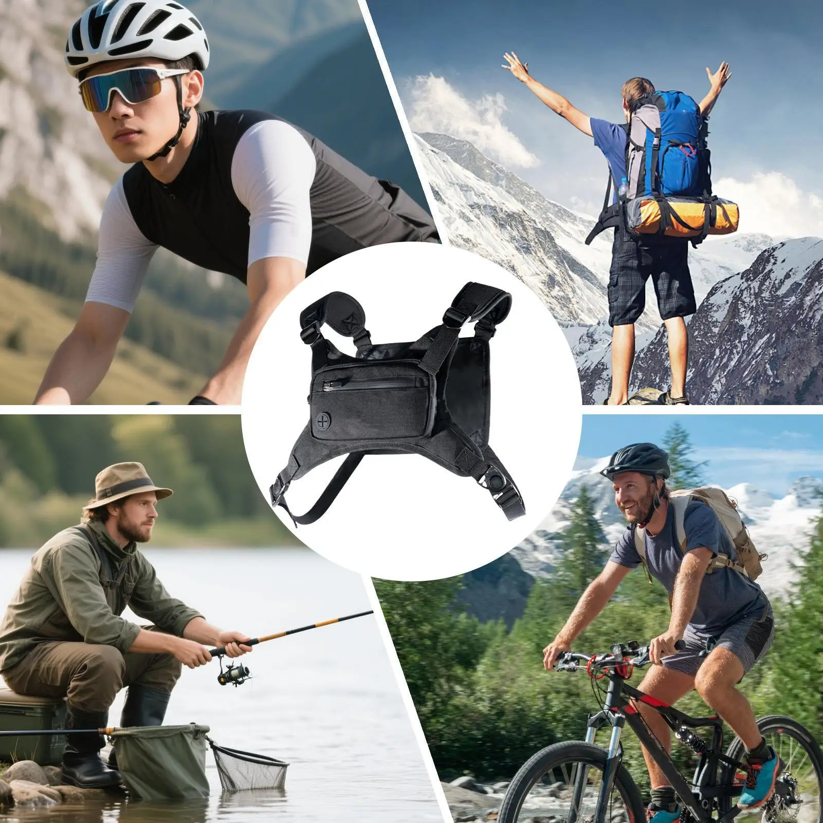 

Нагрудный рюкзак для бега для мужчин, сумка для бега, нагрудная сумка, передняя сумка, держатель для телефона, жилет, рюкзак для мотоцикла, женщин, пеший туризм, кемпинг