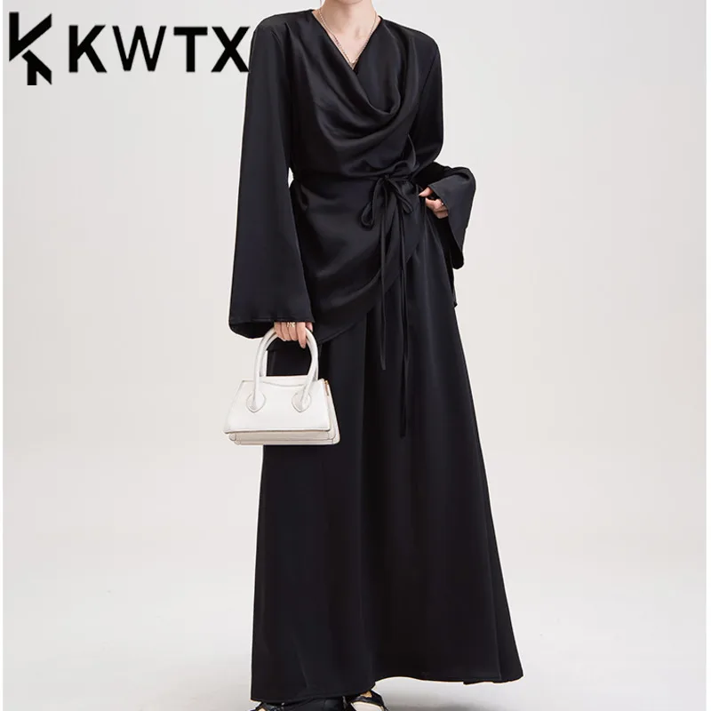 

KWTX 2025 Trendy Women’s Asymmetrical Crop Top & High Waist Midi Skirt Set Spring Summer Casual Party Outfit Lightweight