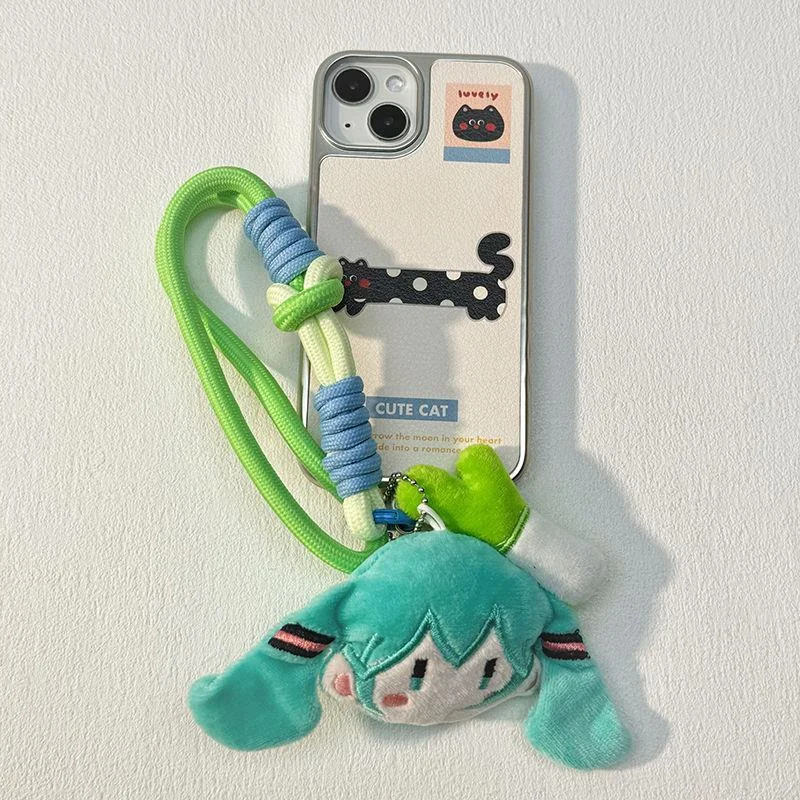 Hatsune Miku الهاتف المحمول الحبل Kawaii الإبداعية قصيرة حبل قلادة المرأة موضة الهاتف شنقا حبل حزام الملحقات
