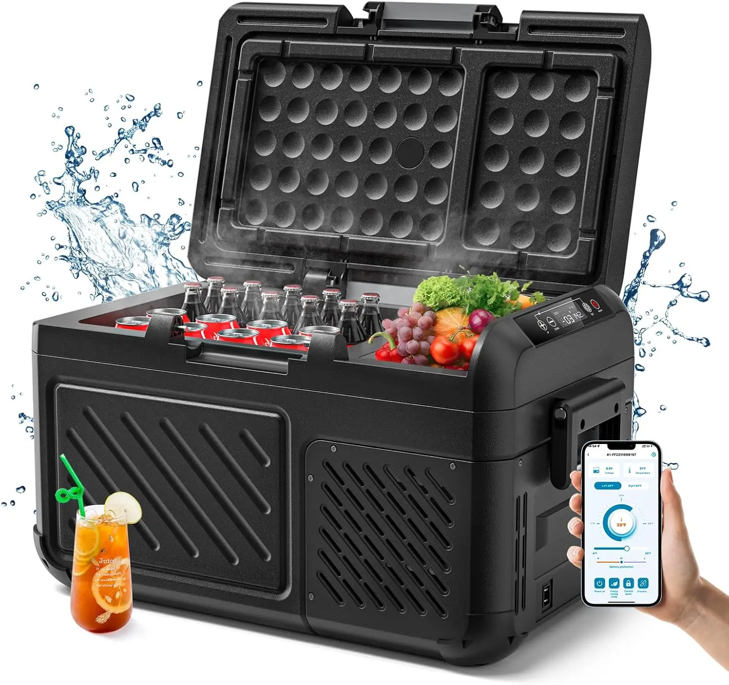 

Portable Cooler, 19 Quart Car Fridge, RV Car Refrigerator with 12/24V DC 110-240V AC, Electric Cooler for Car, Campi