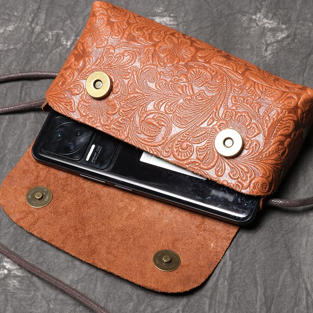 LUOKIR Neue Stil Echtes Leder frauen Tasche 3D Geschnitzte Handwerk Schulter Tasche Top Schicht Rindsleder Casual Umhängetasche Telefon Tasche – Detail 14
