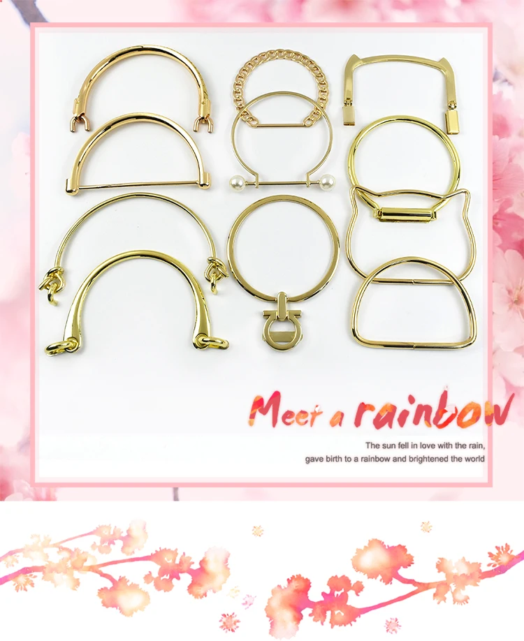2Pcs Deepeel Metal Bag Handles Purse Frame O D Rings Handbags Replacement Chain DIY Bags Handle Handmade Hardware Accessories