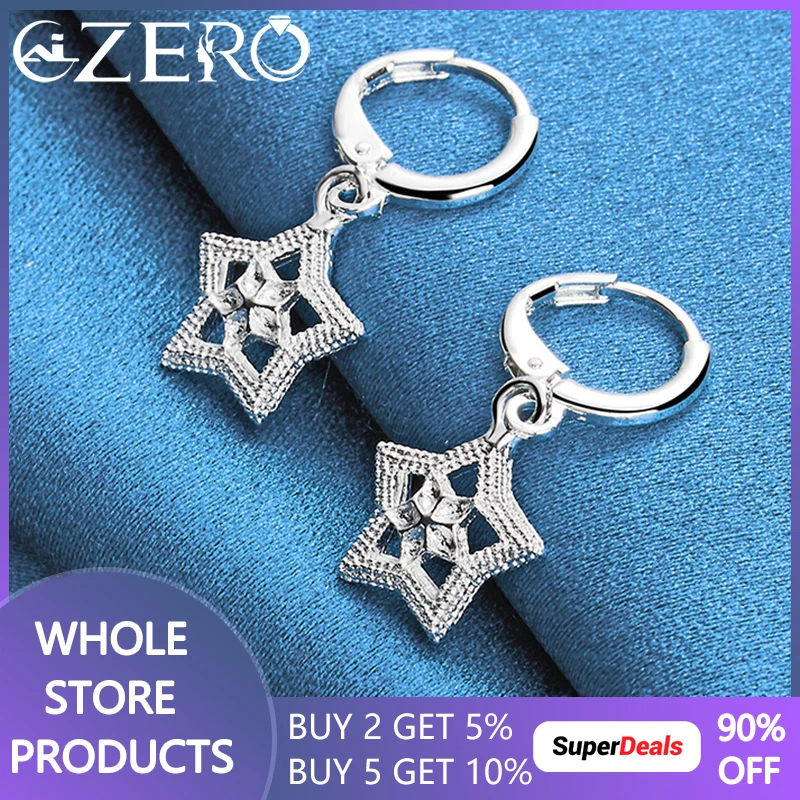 

ALIZERO 925 Sterling Silver Star Drop Earrings For Woman Fashion Jewelry Trend Accessories