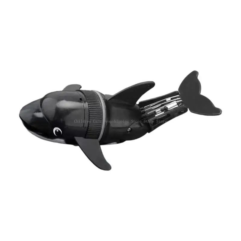 상호 작용하는 돌고래 욕조 장난감 어린이를위한 자체 이동 물 롤오버 게임 3 년 블랙 디자인
