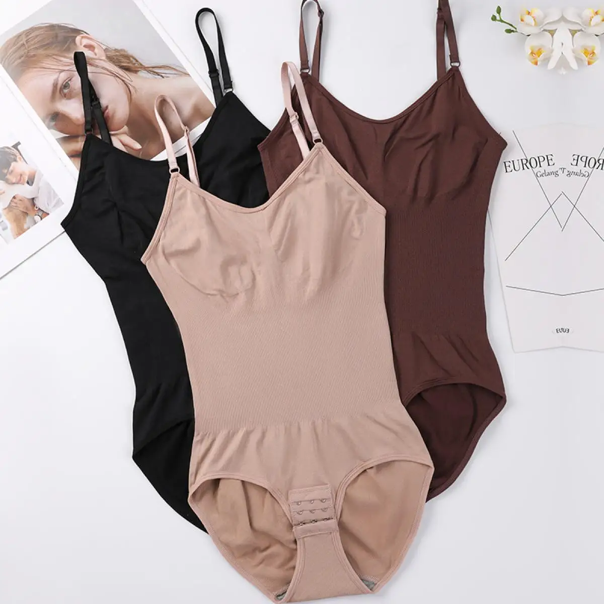 Women's Sexy Seamless Shapewear Slim Butt Lifter Bodysuit Open Crotch High Elastic Smooth out Body Suits for Drop Shipping