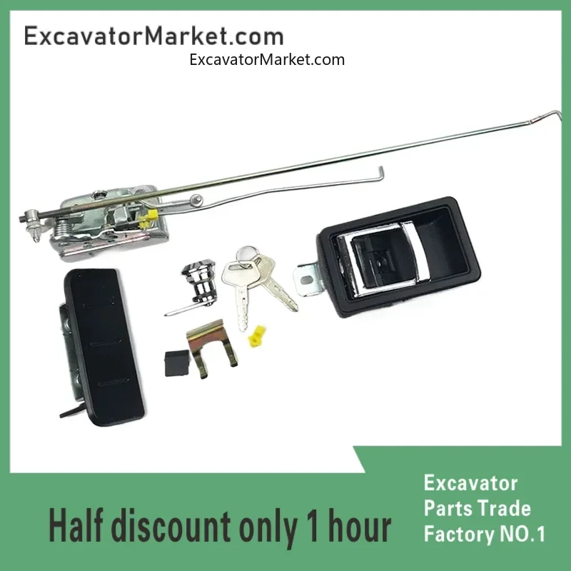 For  Pc60-7/200-6/120/300-6 Cab Door Lock Assembly Inner And Outer Handle Excavator Accessories High Quality