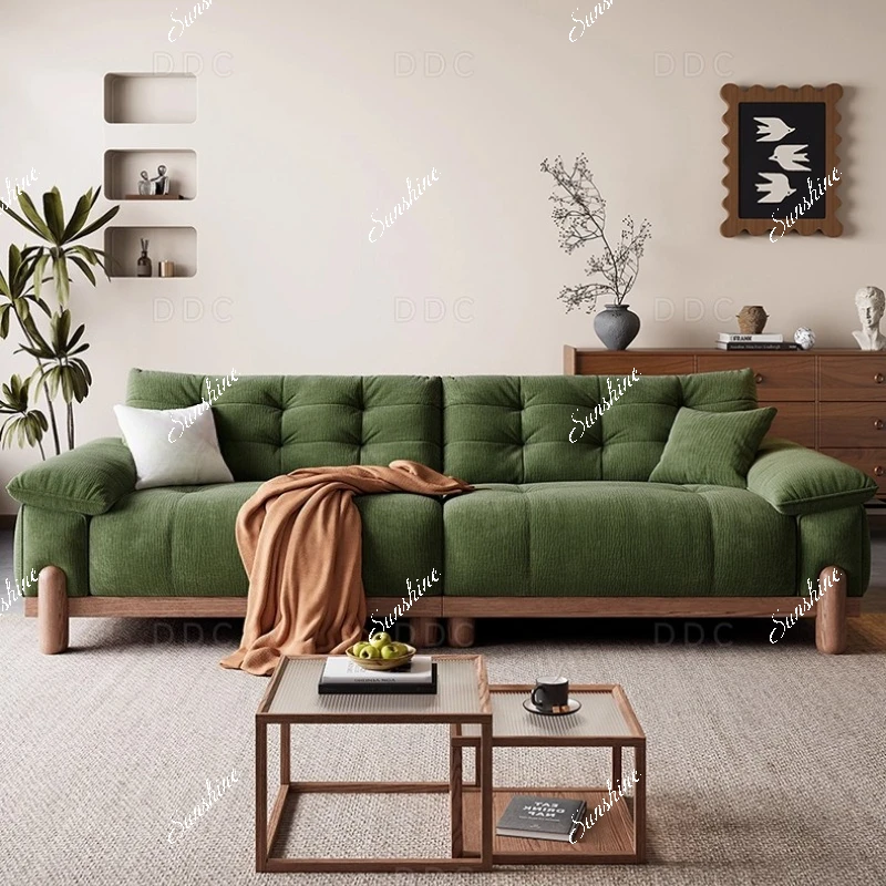 Nordic log wind cloud solid wood fabric sofa, furniture small apartment