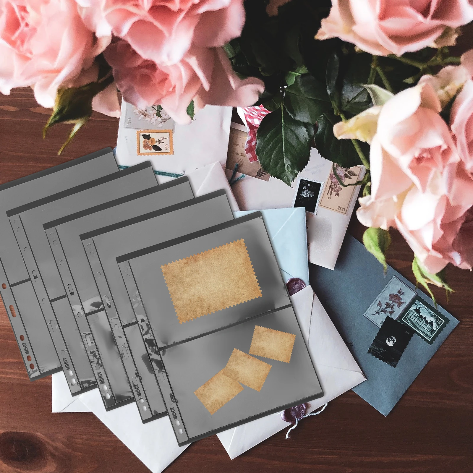 

10 Pcs PVC Stamp Album Storage Holder Pages Coin Postcard Photo Protector Lightweight Practical Durability