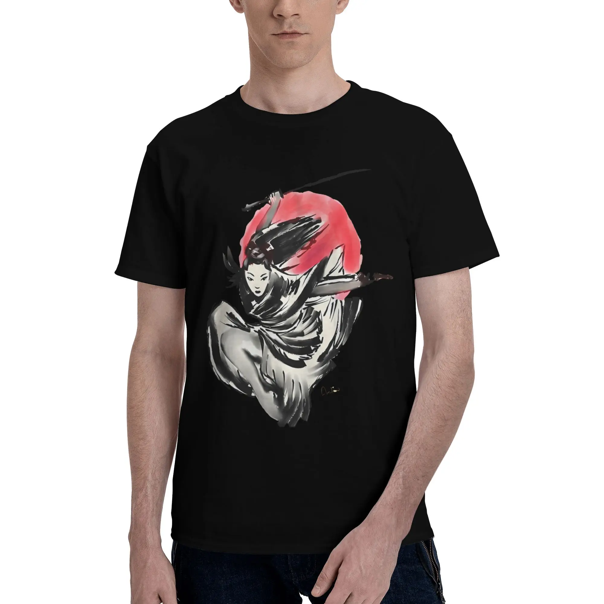 Onna Bugeisha, obra de arte de Annalisa Amato, camiseta com estampa engraçada 100% algodão, camiseta Samurai Spirits para homens