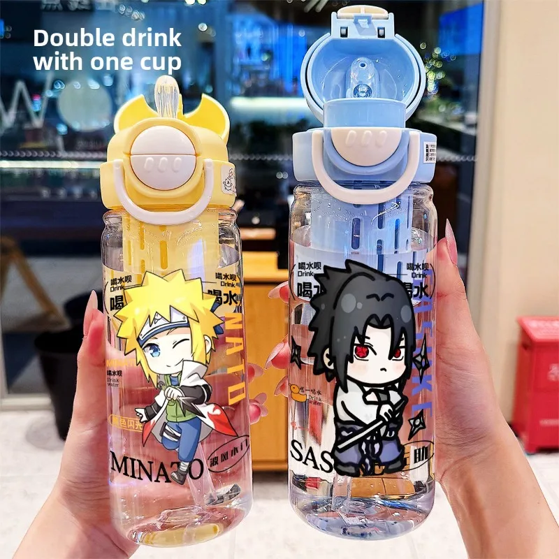 

Naruto cartoon cartoon children's water cup summer double drink straw cup students large capacity sports portable kettle gift