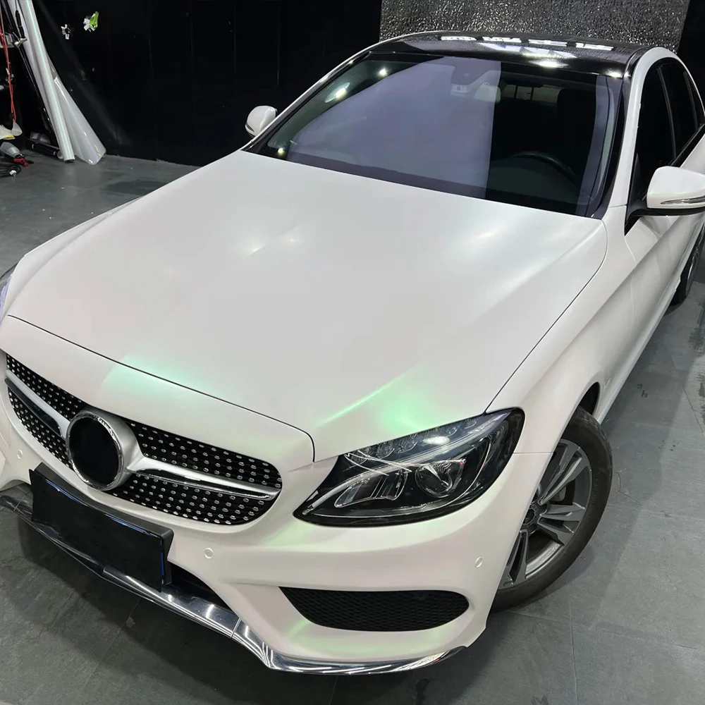 Auto Aufkleber Matte Aurora Weiß Auto Wrapping Film Farbwechsel Vinyl Film PVC PET Blase Kostenloser Auto Zubehör Auto Aufkleber