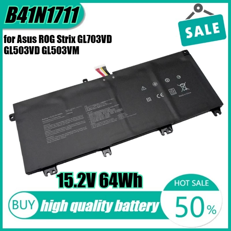 

15.2V 64Wh B41N1711 Laptop Battery for Asus ROG Strix GL703VD GL503VD GL503VM FX503VM 0B200-02730100