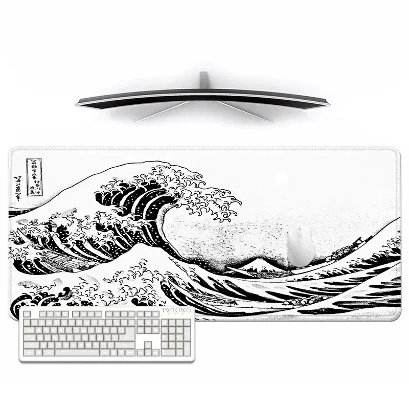 Black & White Japan Art Great Waves Mouse Pad Gaming XL Custom HD New Mousepad XXL Playmat Non-Slip Office Computer Mice Pad