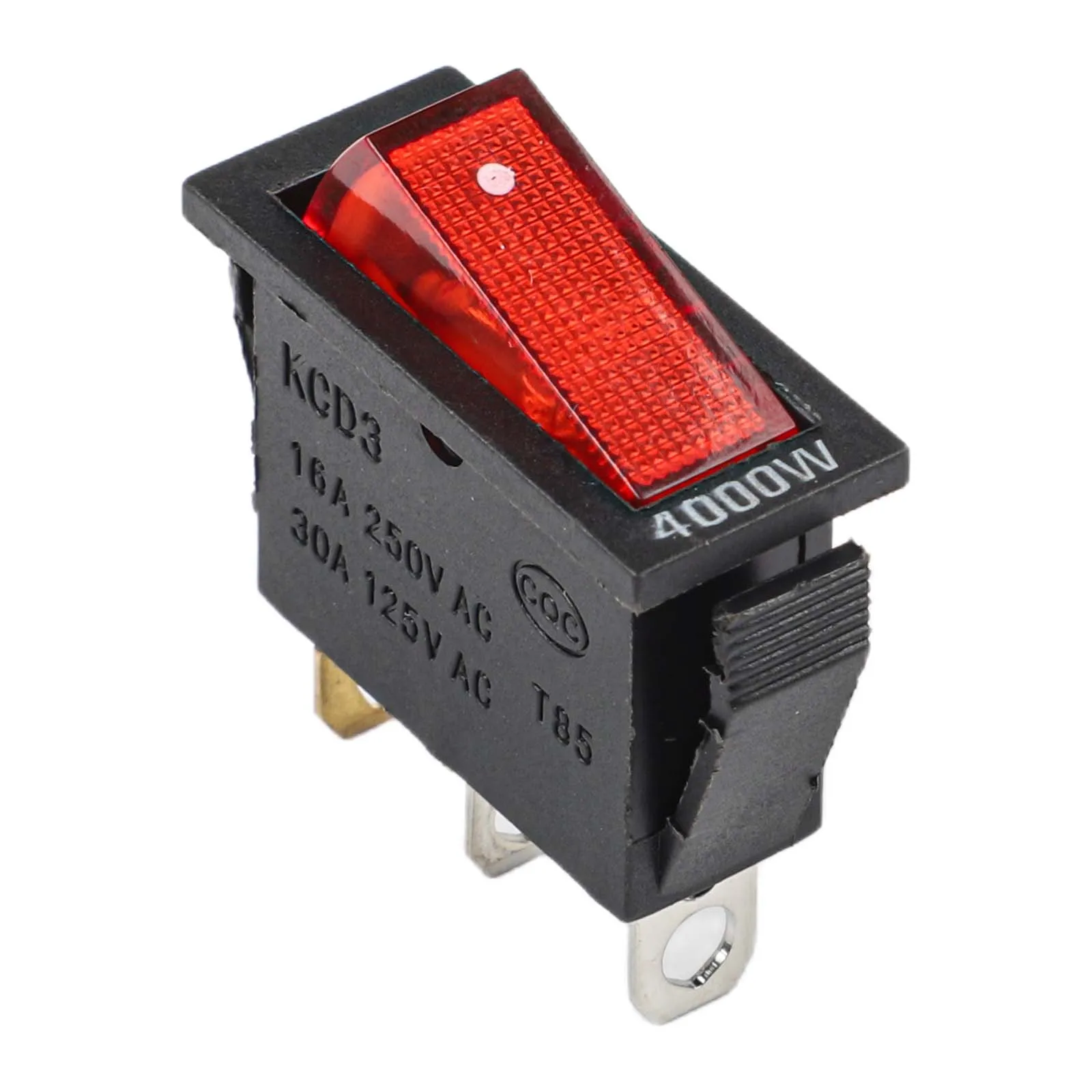 KCD3สวิตช์เปิด-ปิด3Pin DPST พลาสติกและโลหะรถเรือโยก15A20A เครื่องใช้ไฟฟ้า250V125VAC 31x14x32มม. สีแดง