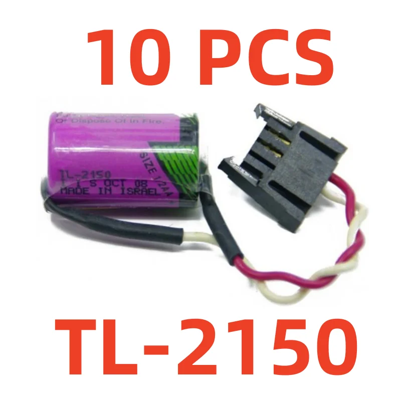 

10PCS Hot NEW For TADIRAN TL-2150 ER14250 1/2AA 14250 3.6V 1200mAh PLC Battery With Black Connector