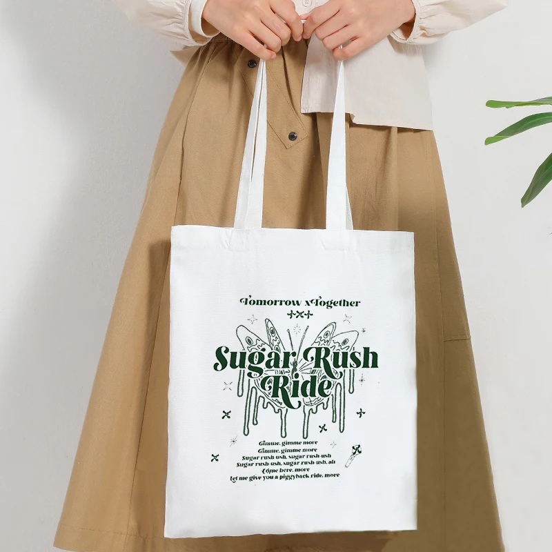

Sugar Rush Ride Pattern Tote Bags Canvas Large Woman Shopping Bag Reusable Travel Ladys Handbags Beach Bag for Female Gifts