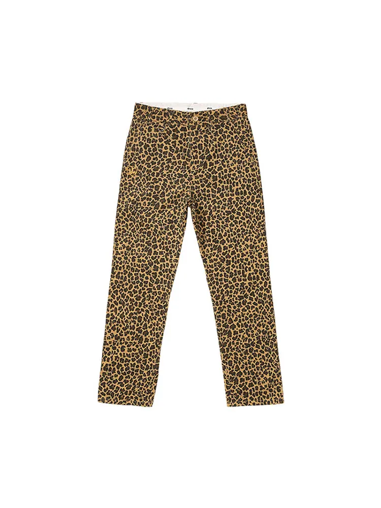 

House Leopard Print Wide Leg Casual Work Pants Straight Cut Loose Fit Cotton Youth Winter Faion Breathable Comfortable