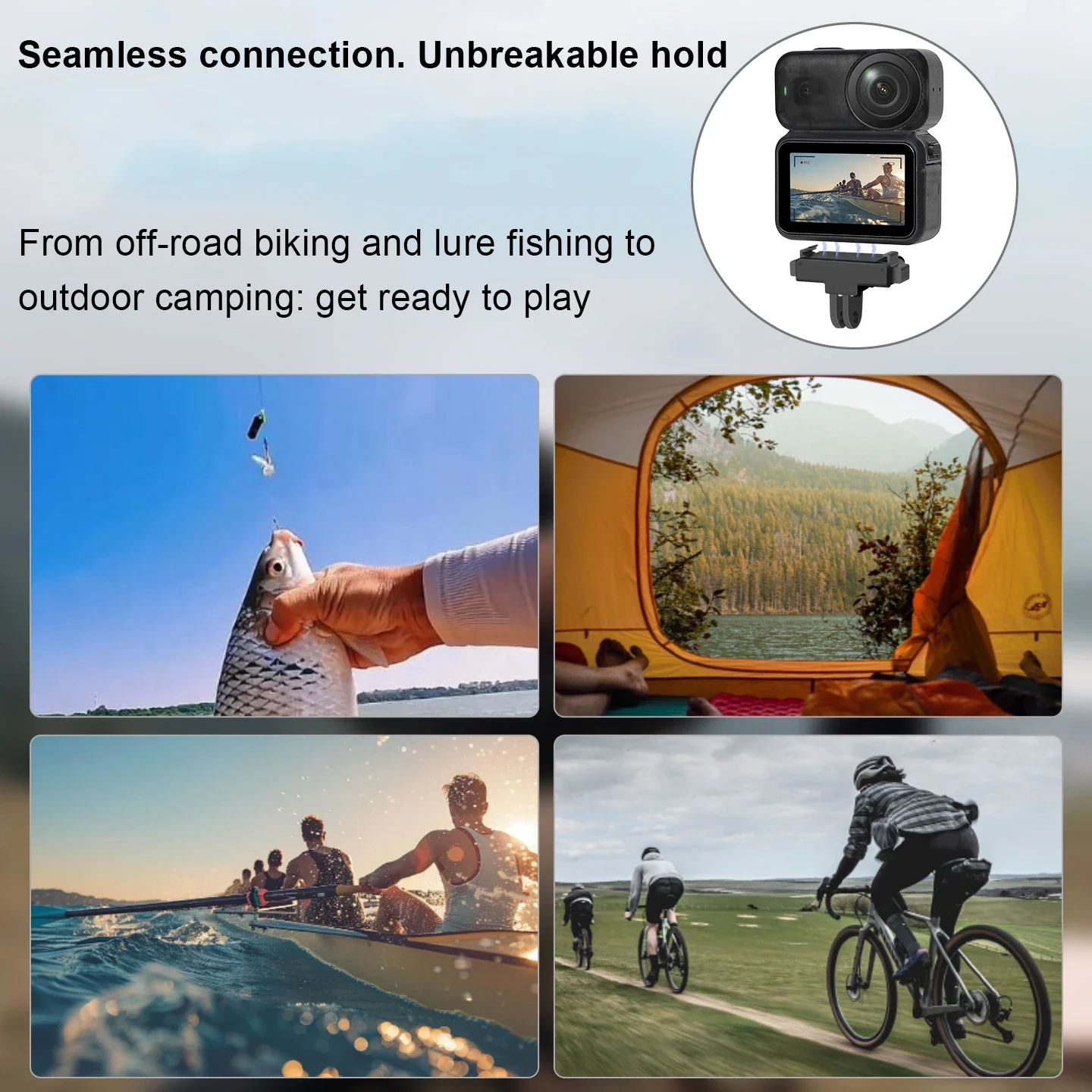 ฐานอะแดปเตอร์แม่เหล็กแบบปลดเร็วสำหรับกล้องแอคชั่น DJI Osmo Nano พร้อมขายึดแบบพับได้สำหรับติดตั้งกับขาตั้งกล้องและไม้เซลฟี่