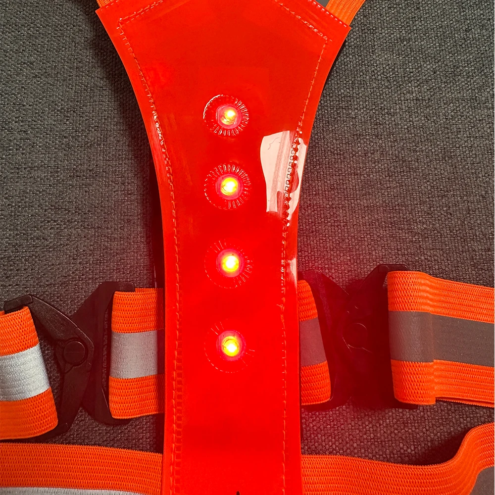 Motorcycle Cycling Reflective Safety LED Vest Electric Scooter Flashing Vest Battery Vest Running Jogging Fishing