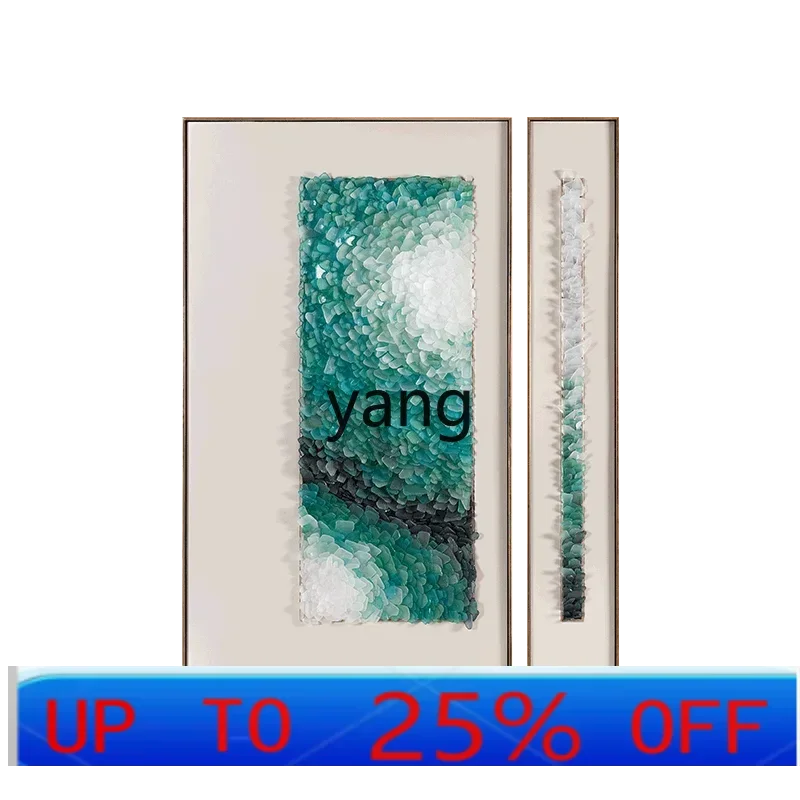 

LTT simple modern living room decorative painting abstract hand collage sea glass hanging painting