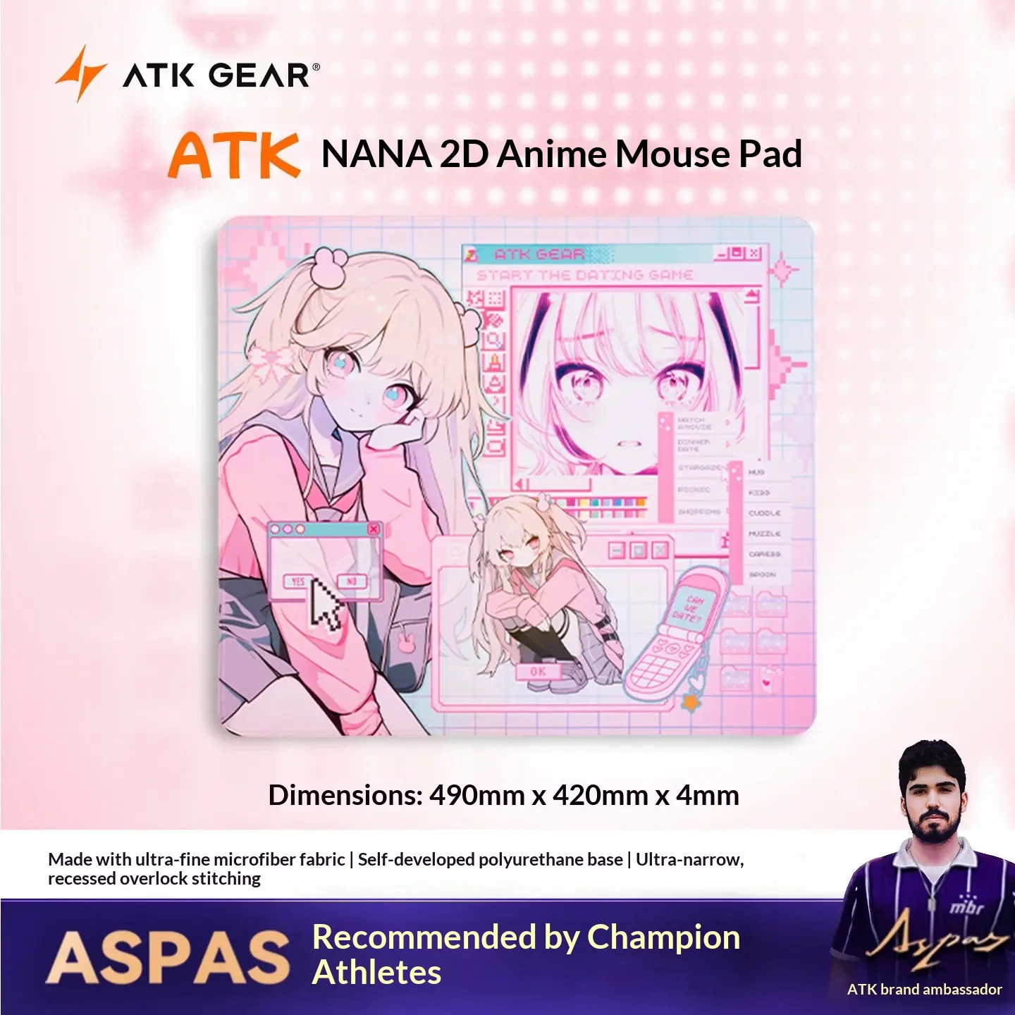 Hot Atk Gear Nana Anime Gaming Mouse Pad, Ultra Smooth Microfiber, Non Slip Base, Locked Edge, For Fps Esports Gaming