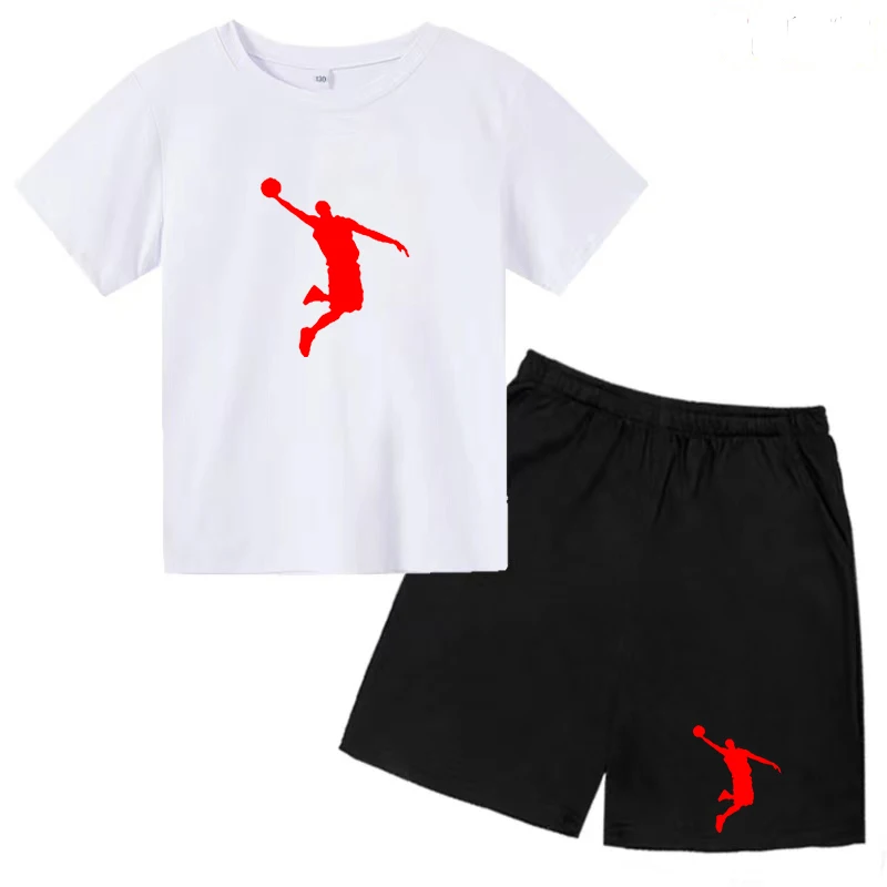 Children\'s Basketball Idol Sportswear Boys/Girls Casual T-shirt Top+Shorts Beautiful Girl Walking Sunshine/Charming Jogging Set