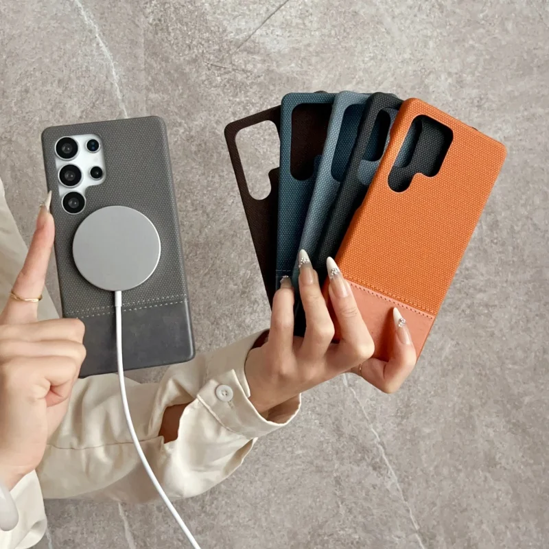 Trending Luxury Magnetic Ring Inside PU Leather Skin Feel Anti-Drop Phone Case for Samsung S26 Ultra S25U S24U S23U
