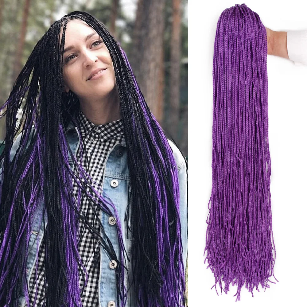 

Long 28" Zizi Braids Synthetic Crochet Hair Colored Box Braids Hair Straight Senegalse Twist Braiding Hair Extensions for Russia